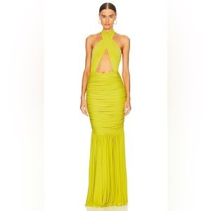 NORMA KAMALI Cross Halter Fishtail Gown
